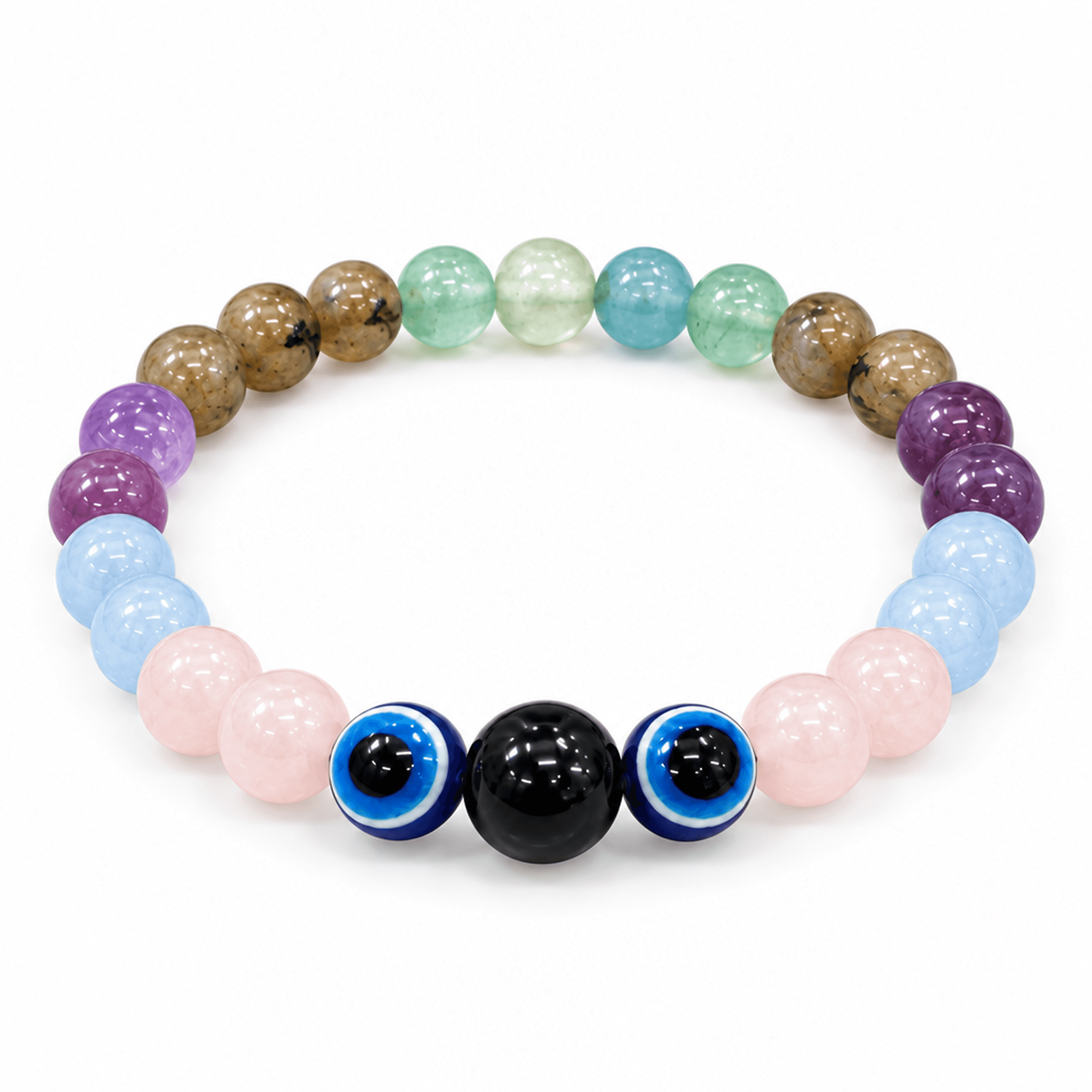 Kumbh Rashi (Aquarius) Crystal Healing Bracelet with Evil Eye Protection - view 1