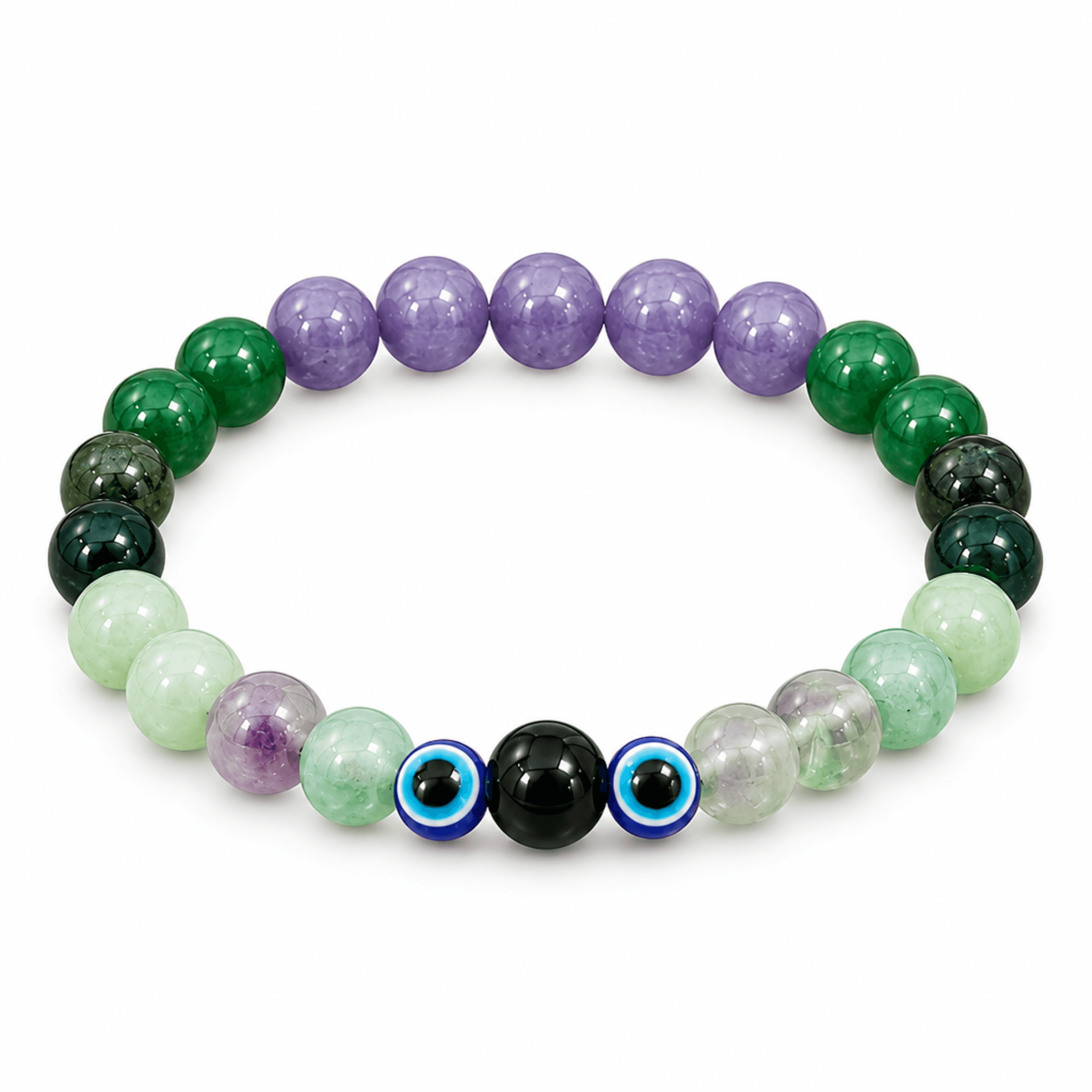 Kanya Rashi (Virgo) Healing Crystal Bracelet with Evil Eye Charm | Natural Gemstone Beads for Focus, Calm & Overthinking Relief - view 1