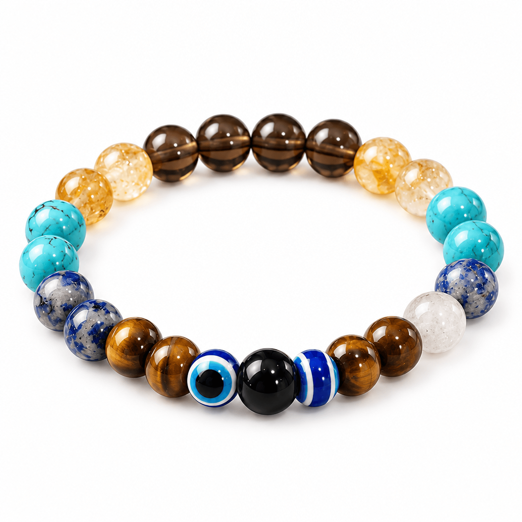 Dhanu Rashi (Sagittarius) Natural Crystal Healing Bracelet with Evil Eye Protection Charm - view 1